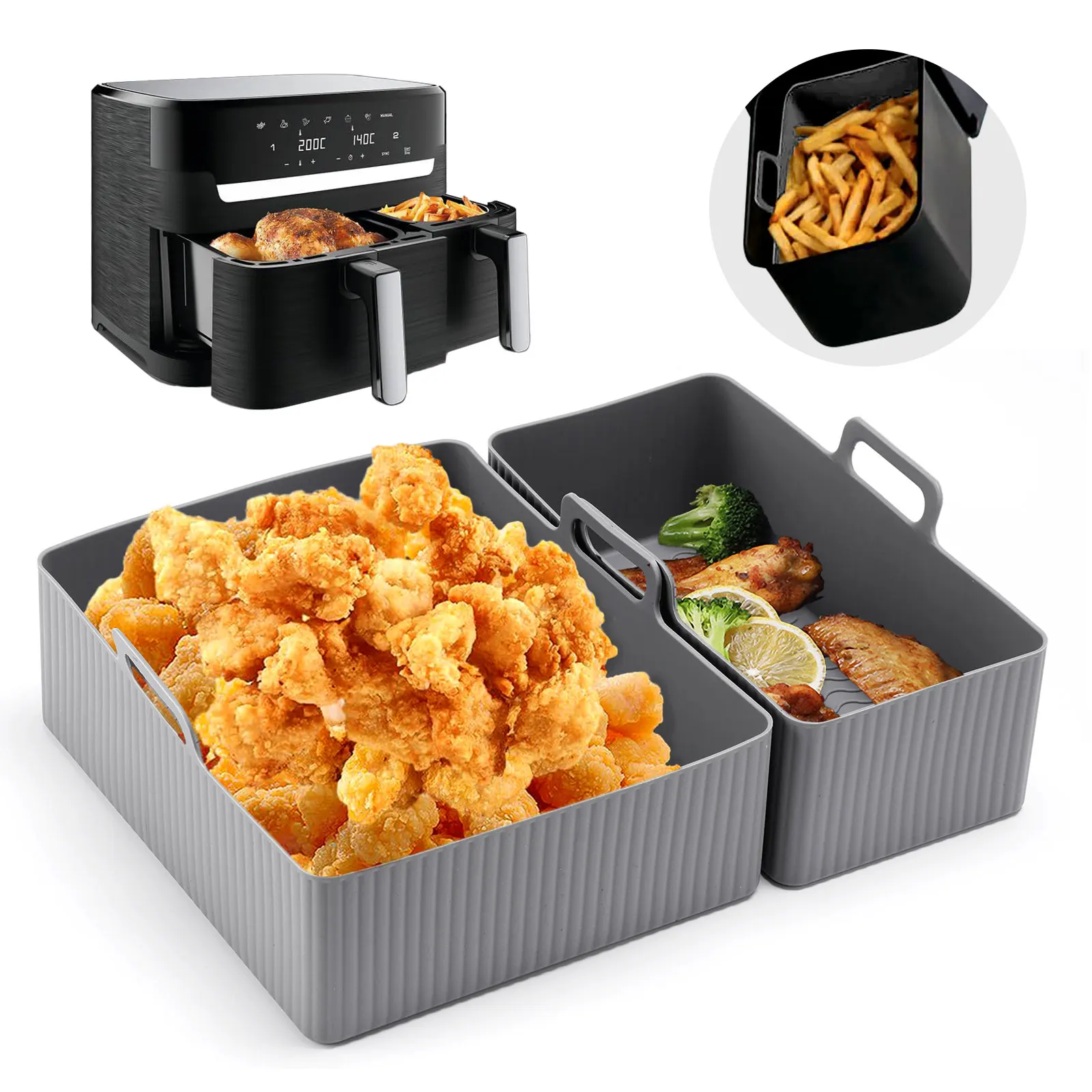 Air Fryer Silicone Pot Liner - Набор из 2-х силиконовых ковриков для